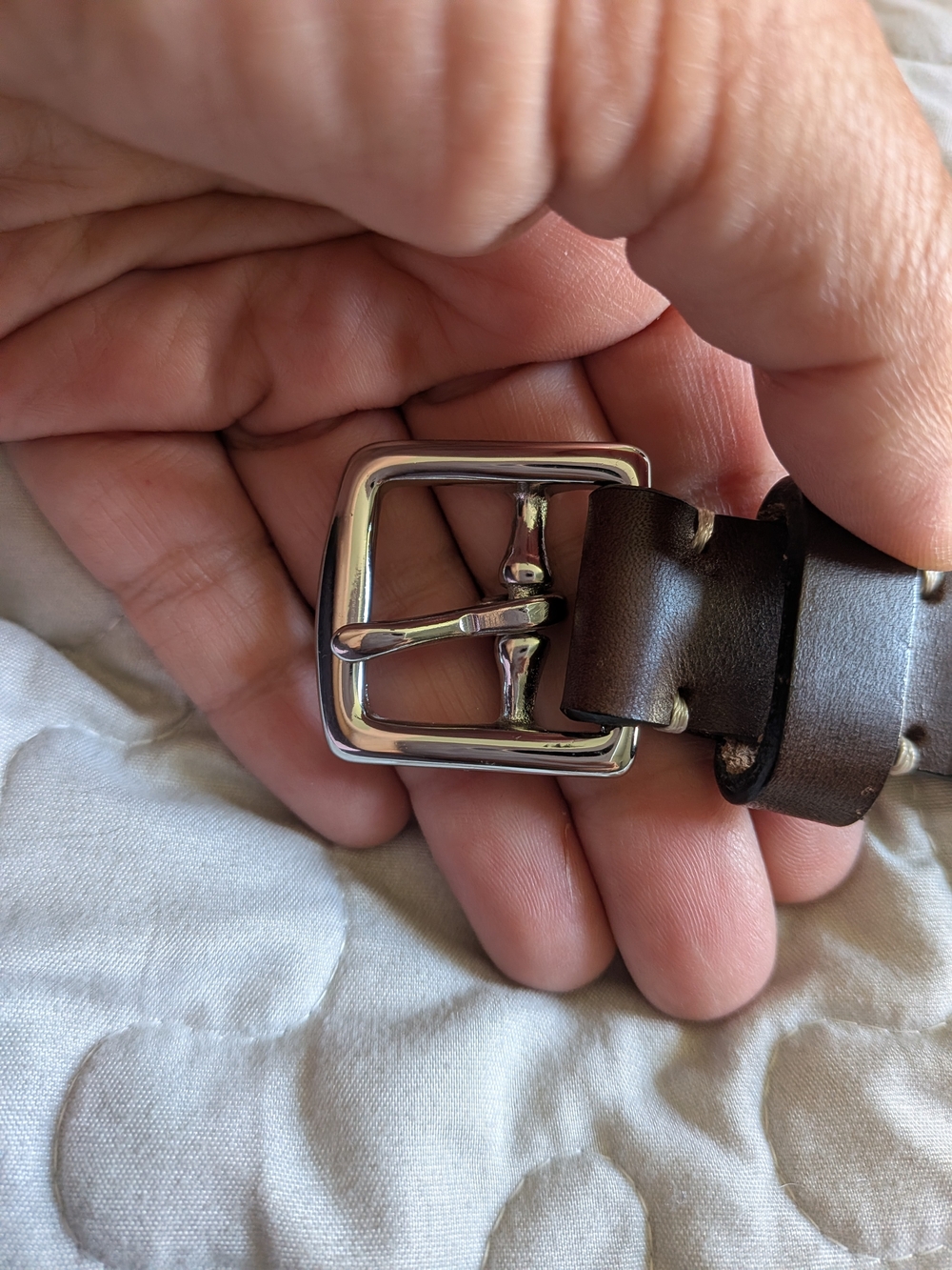 Coach Vintage Italian Men's Brown Leather Belt with Polished Silver Buckle L